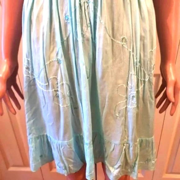 Island Planet Miami Beach Aqua Adjustable Strap Embroidered Sundress NWOT - Picture 3 of 6